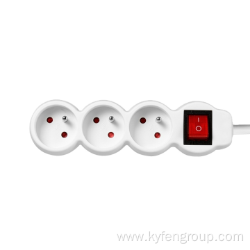 3-way France power strip with light switch